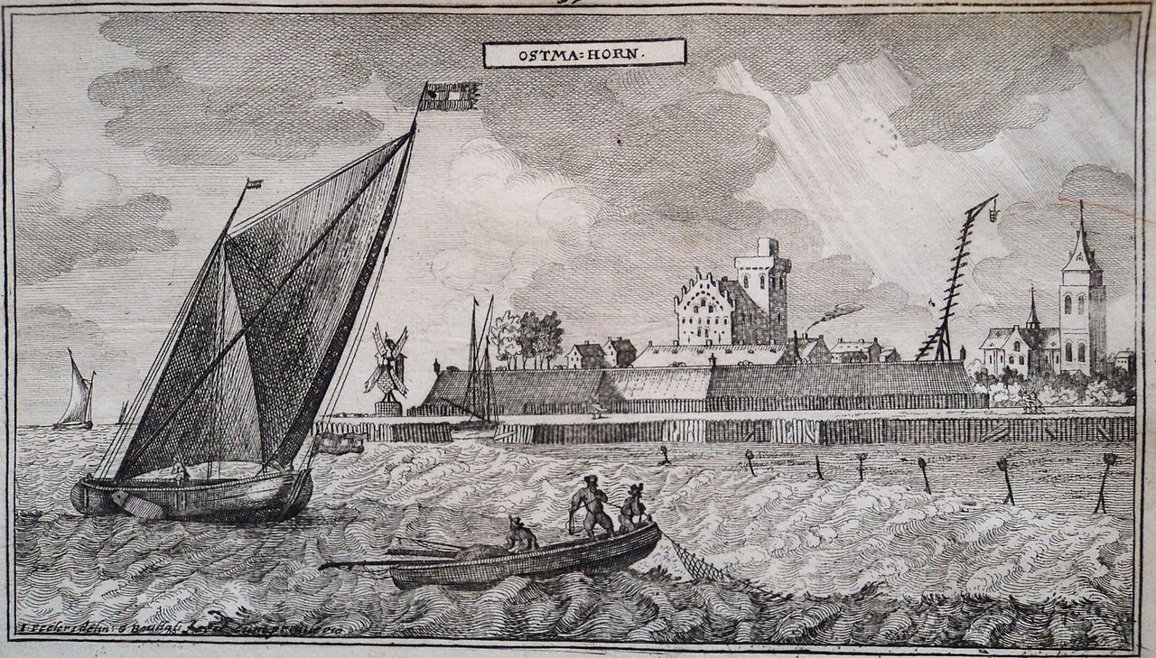 Gravure van Oostmahorn uit 1674
